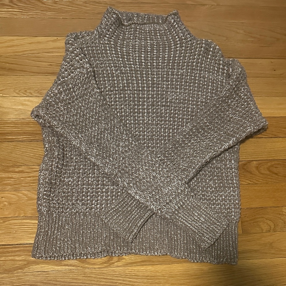 Brown Knit Mock Neck Sweater